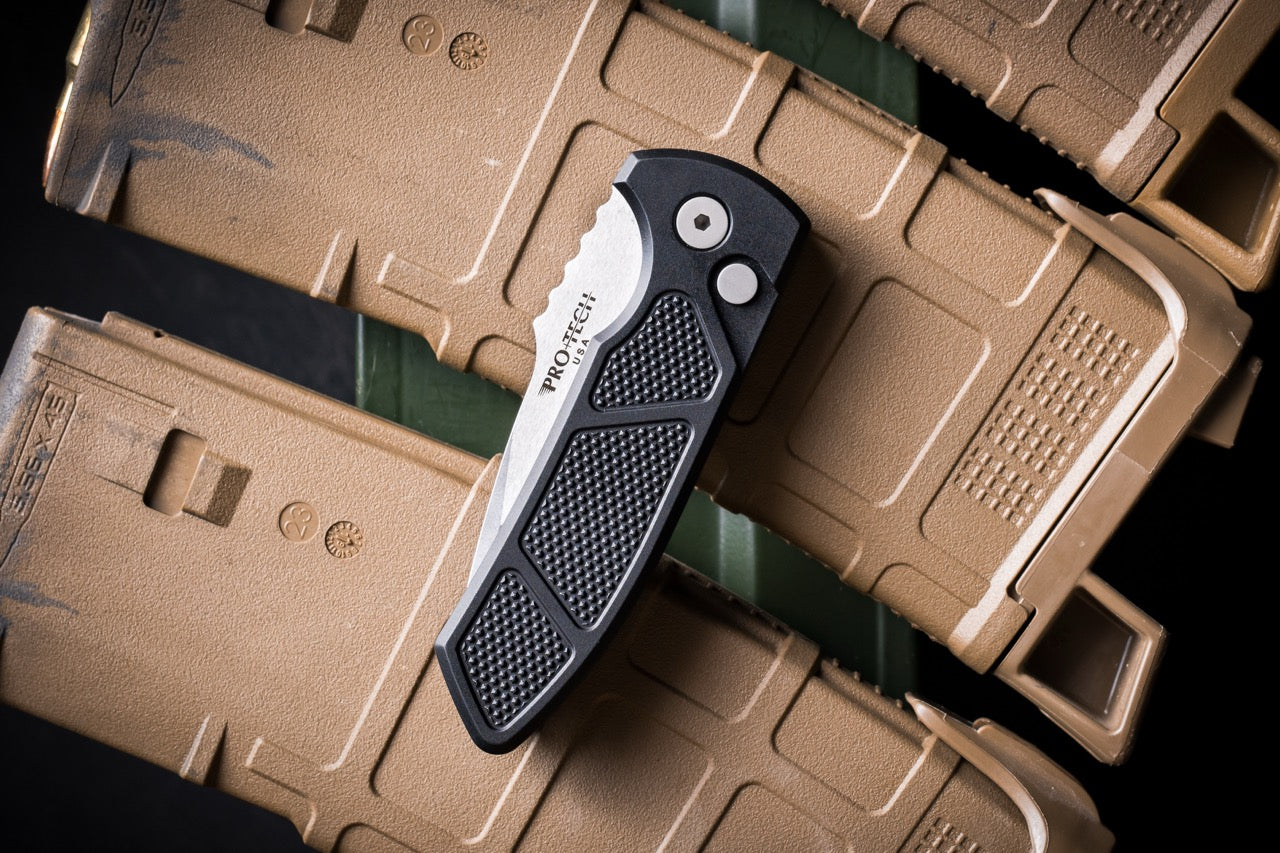 Pro-Tech SBR Auto Knife - Black Aluminum, 2.5" S35VN, Button Lock - Made in USA (LG405)