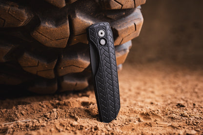 Pro-Tech Vero Synapse 2 Auto Knife - Black Herringbone Aluminum, 3.5" DLC MagnaMax, Button Lock - Made in USA (VERO2106 MM)