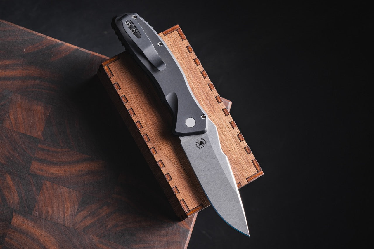Pro-Tech Pallas Auto Knife - Black Aluminum, 3.7" MagnaCut, Button Lock - Made in USA (SB1101)