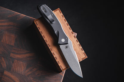 Pro-Tech Pallas Auto Knife - Black Aluminum, 3.7" MagnaCut, Button Lock - Made in USA (SB1101)