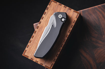 Pro-Tech Pallas Auto Knife - Black Aluminum, 3.7" MagnaCut, Button Lock - Made in USA (SB1101)