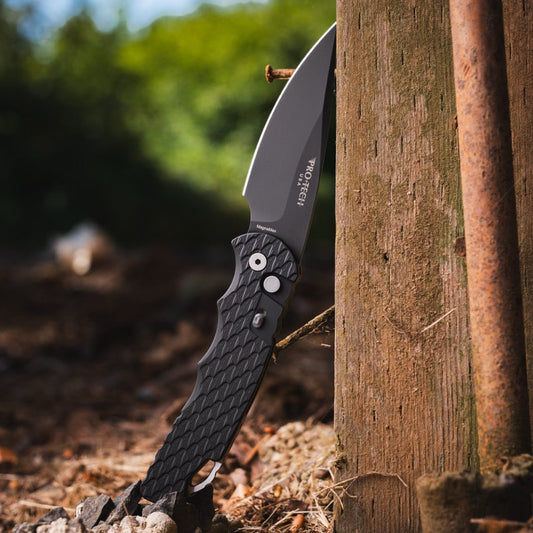 Pro-Tech Tactical Response 4 Auto Knife - Black Aluminum, 4" DLC MagnaMax, Button Lock - Made in USA (T4106 F MM)