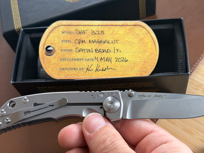 The Back Door: Spartan Blades Harsey Folder SHF 3.25 - Titanium Frame Lock, Stonewash Magnacut - Made in USA (SF10SW) (Return)