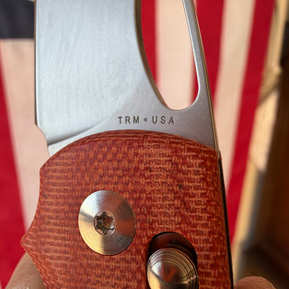 TRM Knives Bulldog Rev. B Folding Knife – Autumn Orange Micarta, MagnaCut Steel – Made in USA