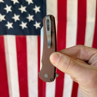 Pro-Tech Malibu Button Lock Knife, FDE Aluminum Handle, Stonewash MagnaCut Reverse Tanto Blade, 3.3″, Made in USA (5401-FDE)