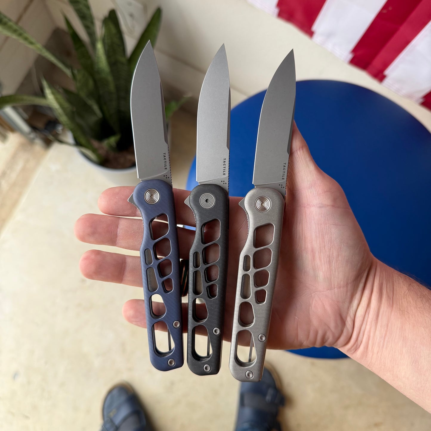 Rockwall V2 Flipper – Skeletonized Edition (Blue Ano Slate / Stonewash / Blackwash) Made in USA