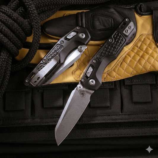 Microtech MSI Mini Black Aluminum 3.25 inch M390MK Power Blade Knife – Made in USA