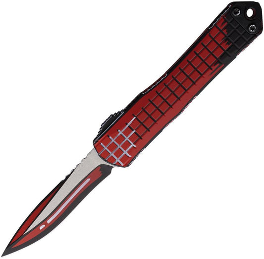 Heretic Manticore S Auto OTF Red Cel Shade, 2.6″ MagnaCut Recurve Blade, Aluminum Handle – Made in USA (H025FCSRD)