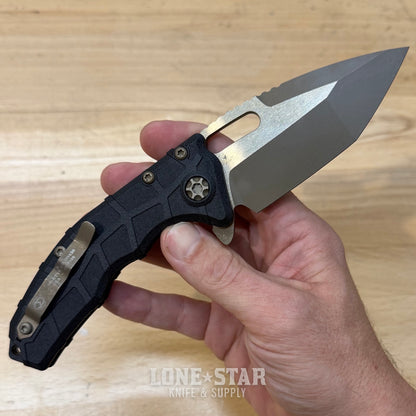 Heretic Martyr Tanto Manual Knife - Black Polymer, 3.5" Bronze MagnaCut Tanto, Button Lock - Made in USA (H057-7A)