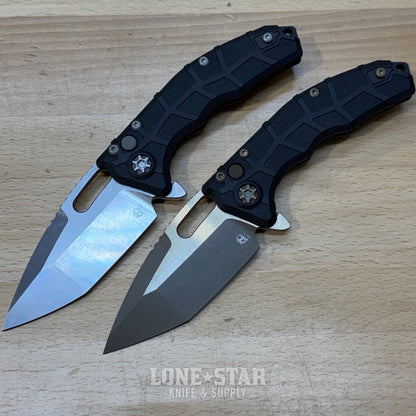 Heretic Martyr Tanto Manual Knife - Black Polymer, 3.5" Bronze MagnaCut Tanto, Button Lock - Made in USA (H057-7A)