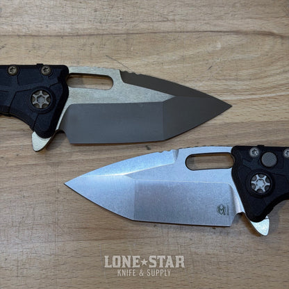 Heretic Martyr Tanto Manual Knife - Black Polymer, 3.5" Stonewash MagnaCut Tanto, Button Lock - Made in USA (H057-2A)