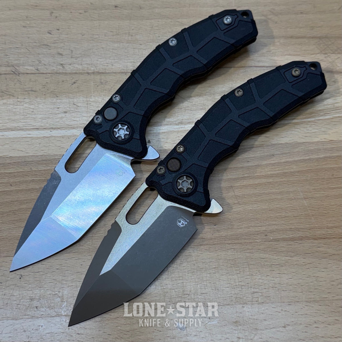 Heretic Martyr Tanto Manual Knife - Black Polymer, 3.5" Stonewash MagnaCut Tanto, Button Lock - Made in USA (H057-2A)
