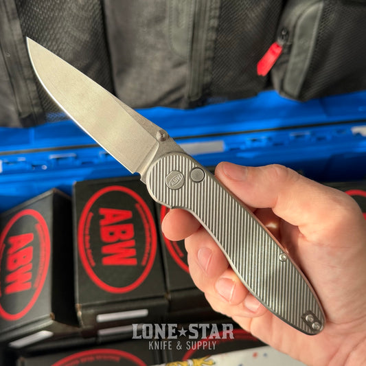 ABW Model 1 Folding Knife - Titanium, 3.25" MagnaCut, Button Lock - Made in USA (ABW-M1-TI-BUTTON)