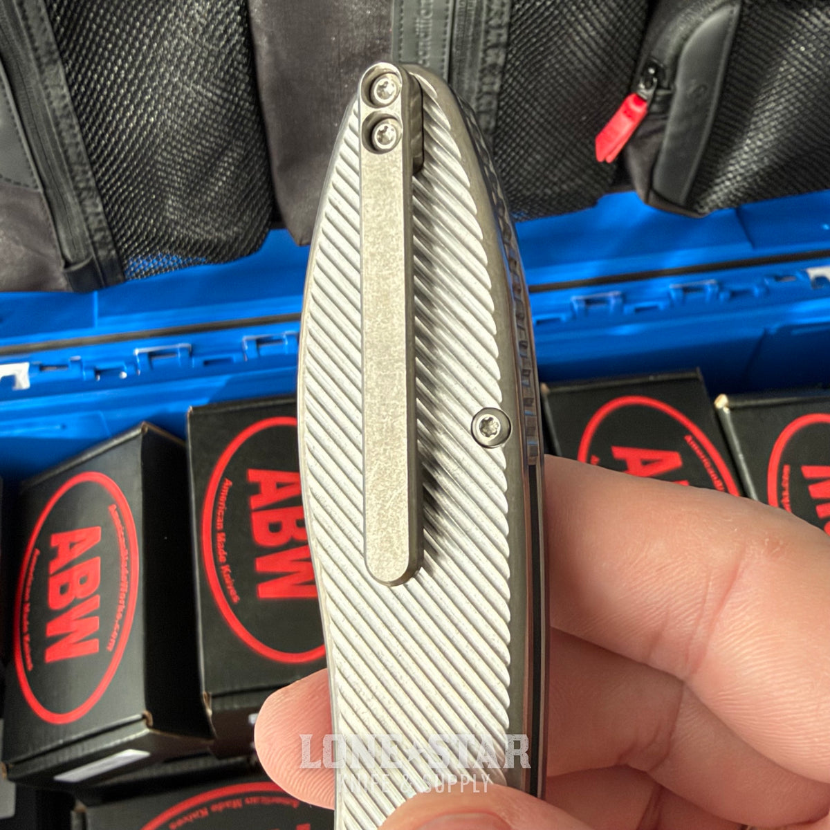 ABW Model 1 Folding Knife - Titanium, 3.25" MagnaCut, Button Lock - Made in USA (ABW-M1-TI-BUTTON)