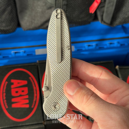 ABW Model 1 Folding Knife - Titanium, 3.25" MagnaCut, Button Lock - Made in USA (ABW-M1-TI-BUTTON)