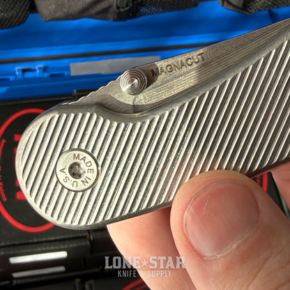 ABW Model 1 Folding Knife - Titanium, 3.25" MagnaCut, Button Lock - Made in USA (ABW-M1-TI-BUTTON)