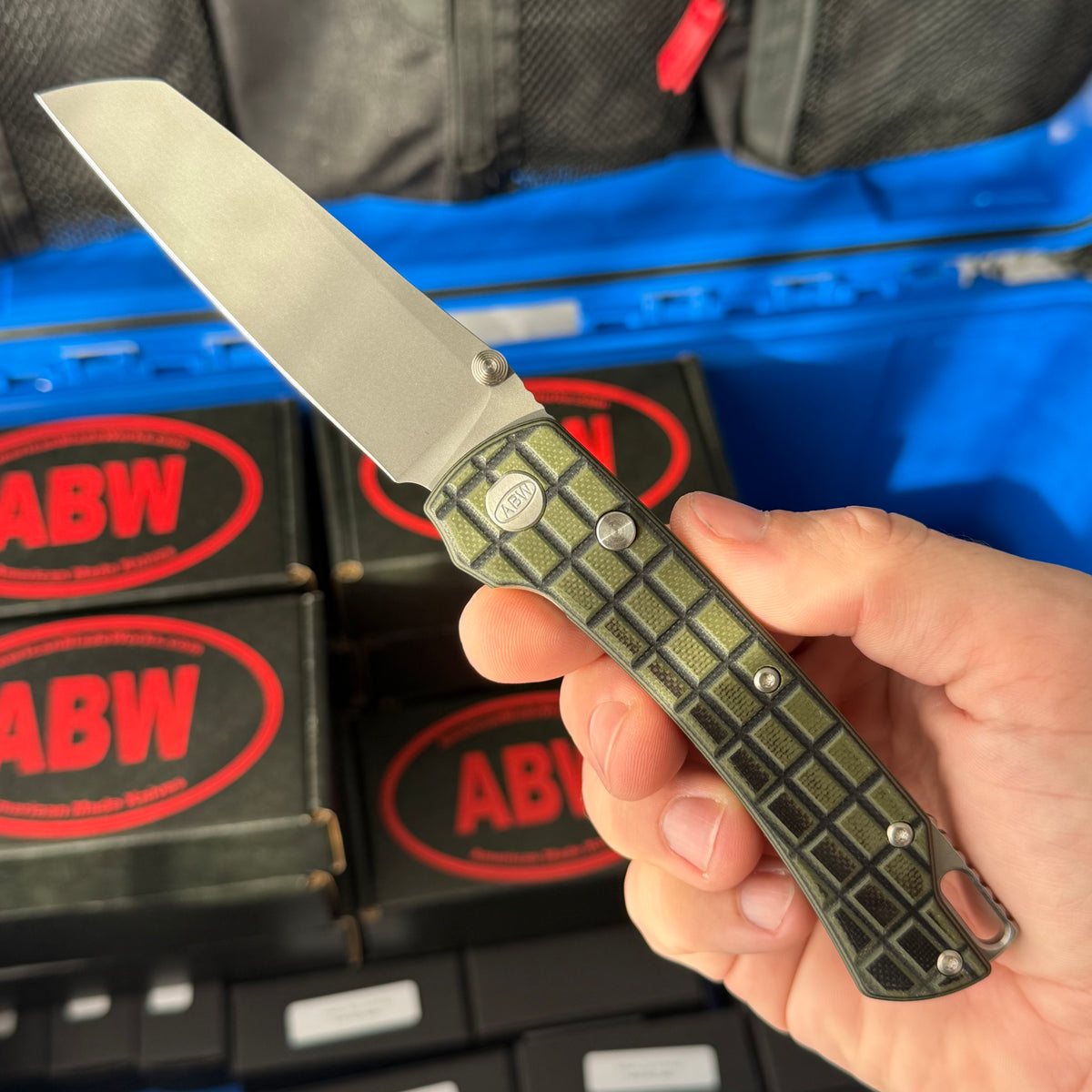 ABW Model 3 Manual Folding Knife - Frag-Milled G10, 3.3" MagnaCut, Button Liner Lock - Made in USA (ABW-M3-G10-FRAG)
