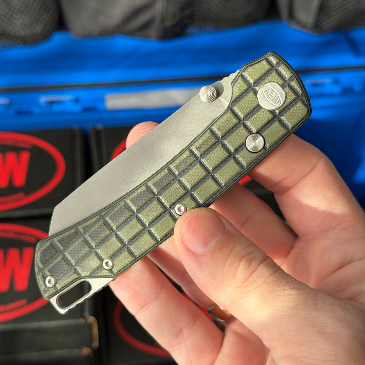ABW Model 3 Manual Folding Knife - Frag-Milled G10, 3.3" MagnaCut, Button Liner Lock - Made in USA (ABW-M3-G10-FRAG)