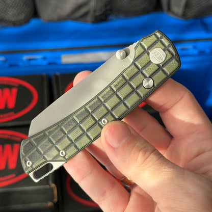 ABW Model 3 Manual Folding Knife - Frag-Milled G10, 3.3" MagnaCut, Button Liner Lock - Made in USA (ABW-M3-G10-FRAG)