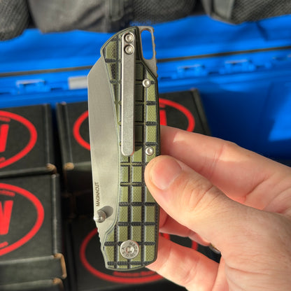 ABW Model 3 Manual Folding Knife - Frag-Milled G10, 3.3" MagnaCut, Button Liner Lock - Made in USA (ABW-M3-G10-FRAG)