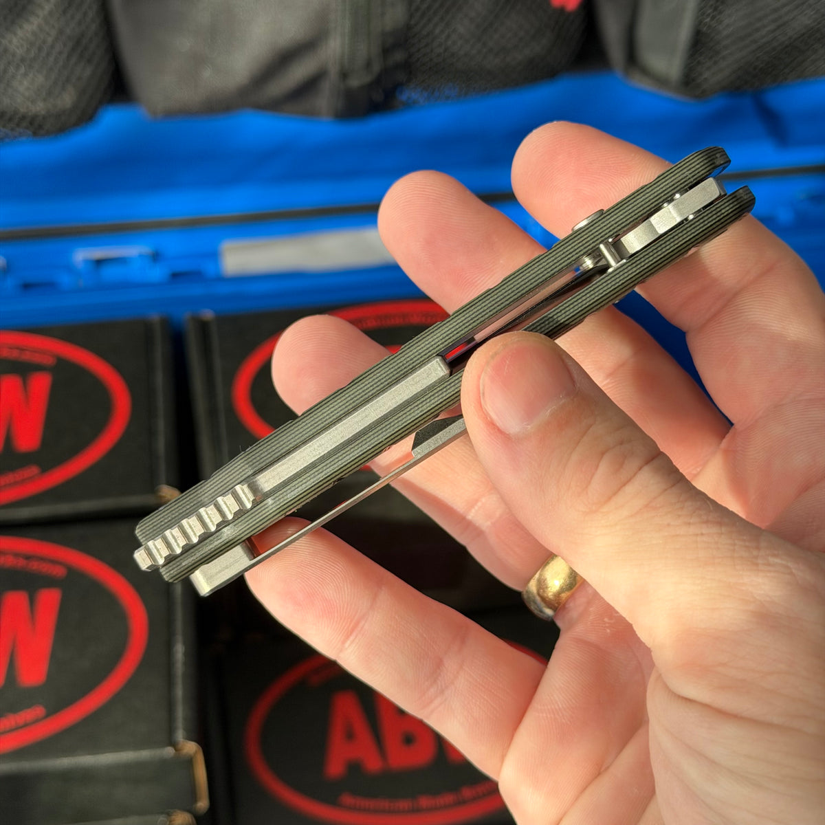 ABW Model 3 Manual Folding Knife - Frag-Milled G10, 3.3" MagnaCut, Button Liner Lock - Made in USA (ABW-M3-G10-FRAG)