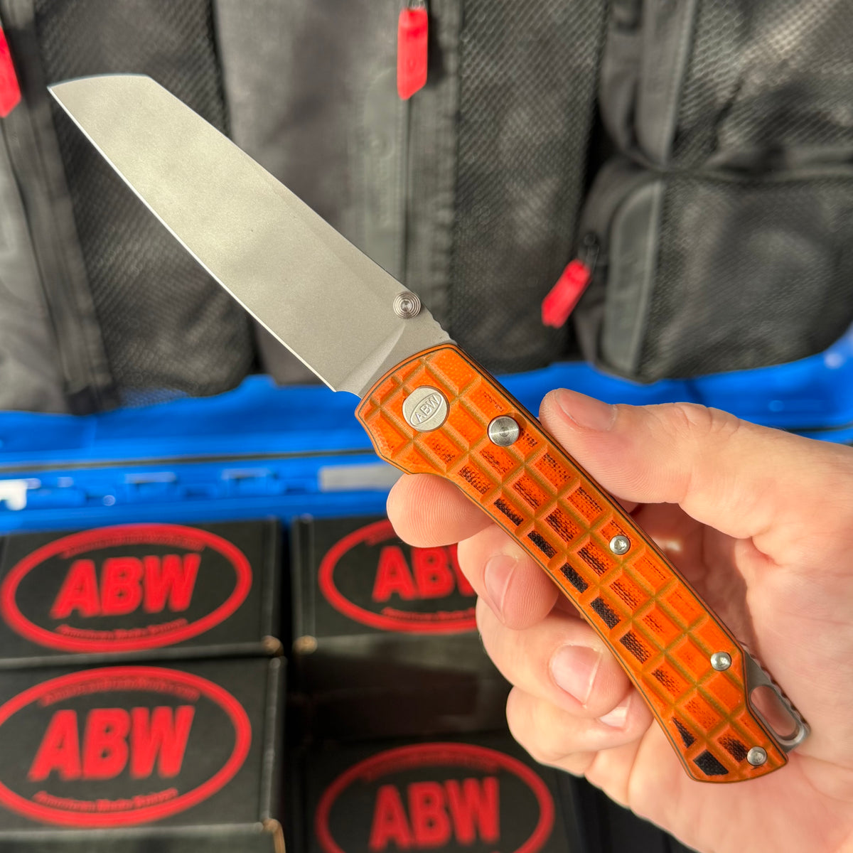 ABW Model 3 Manual Folding Knife - Frag-Milled G10, 3.3" MagnaCut, Button Liner Lock - Made in USA (ABW-M3-G10-FRAG)