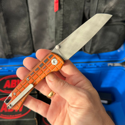 ABW Model 3 Manual Folding Knife - Frag-Milled G10, 3.3" MagnaCut, Button Liner Lock - Made in USA (ABW-M3-G10-FRAG)