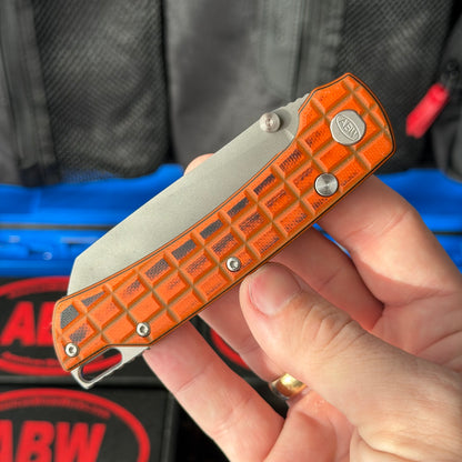 ABW Model 3 Manual Folding Knife - Frag-Milled G10, 3.3" MagnaCut, Button Liner Lock - Made in USA (ABW-M3-G10-FRAG)