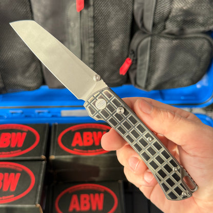 ABW Model 3 Manual Folding Knife - Frag-Milled G10, 3.3" MagnaCut, Button Liner Lock - Made in USA (ABW-M3-G10-FRAG)