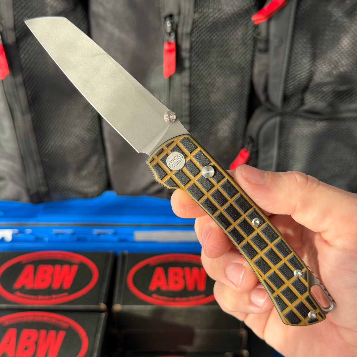 ABW Model 3 Manual Folding Knife - Frag-Milled G10, 3.3" MagnaCut, Button Liner Lock - Made in USA (ABW-M3-G10-FRAG)