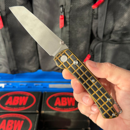 ABW Model 3 Manual Folding Knife - Frag-Milled G10, 3.3" MagnaCut, Button Liner Lock - Made in USA (ABW-M3-G10-FRAG)