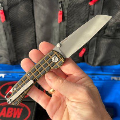 ABW Model 3 Manual Folding Knife - Frag-Milled G10, 3.3" MagnaCut, Button Liner Lock - Made in USA (ABW-M3-G10-FRAG)