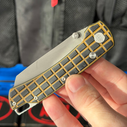 ABW Model 3 Manual Folding Knife - Frag-Milled G10, 3.3" MagnaCut, Button Liner Lock - Made in USA (ABW-M3-G10-FRAG)