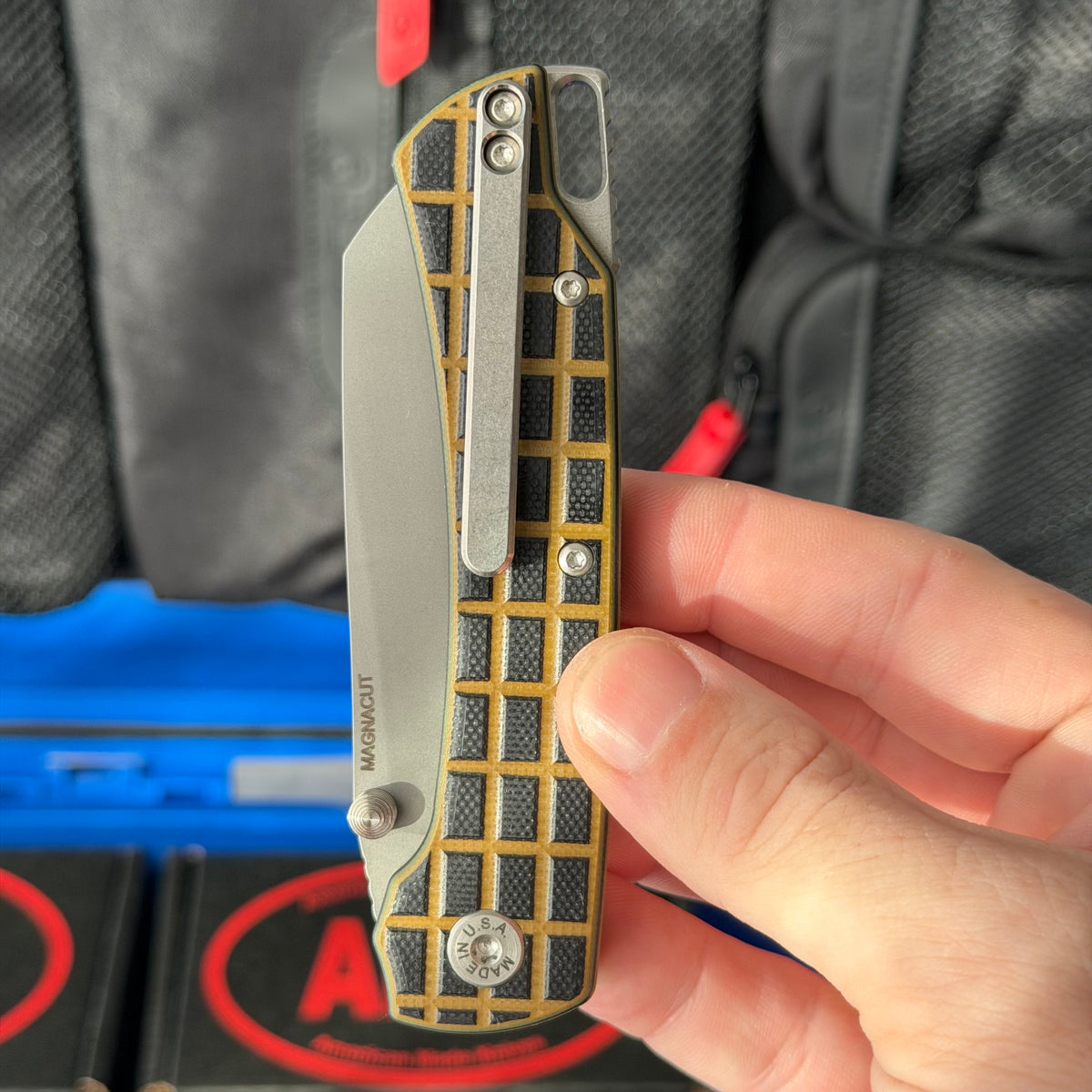 ABW Model 3 Manual Folding Knife - Frag-Milled G10, 3.3" MagnaCut, Button Liner Lock - Made in USA (ABW-M3-G10-FRAG)