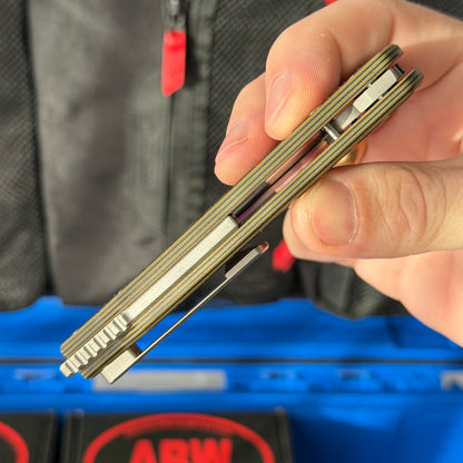 ABW Model 3 Manual Folding Knife - Frag-Milled G10, 3.3" MagnaCut, Button Liner Lock - Made in USA (ABW-M3-G10-FRAG)