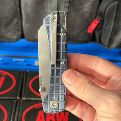 ABW Model 3 Manual Folding Knife - Frag-Milled G10, 3.3" MagnaCut, Button Liner Lock - Made in USA (ABW-M3-G10-FRAG)