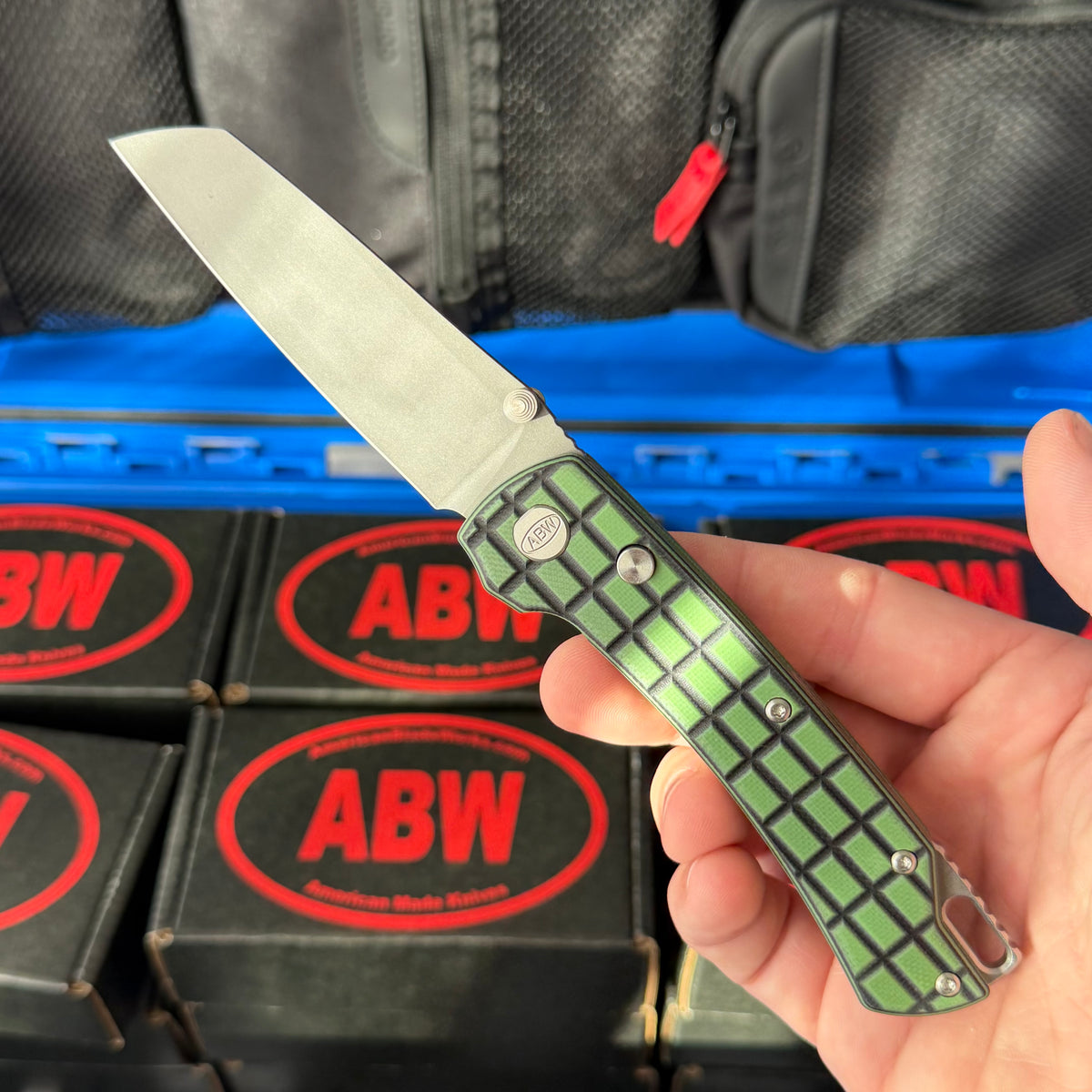 ABW Model 3 Manual Folding Knife - Frag-Milled G10, 3.3" MagnaCut, Button Liner Lock - Made in USA (ABW-M3-G10-FRAG)