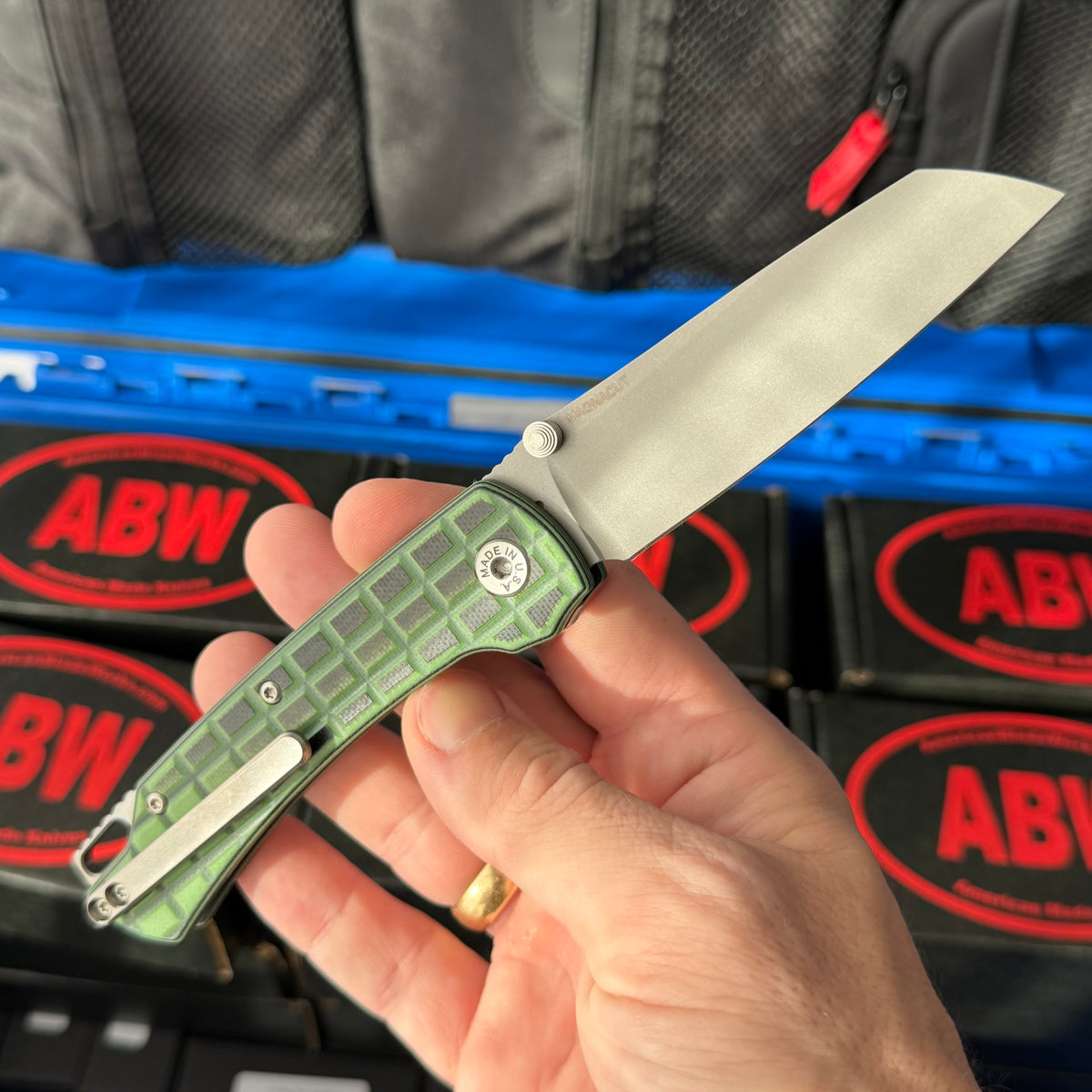 ABW Model 3 Manual Folding Knife - Frag-Milled G10, 3.3" MagnaCut, Button Liner Lock - Made in USA (ABW-M3-G10-FRAG)