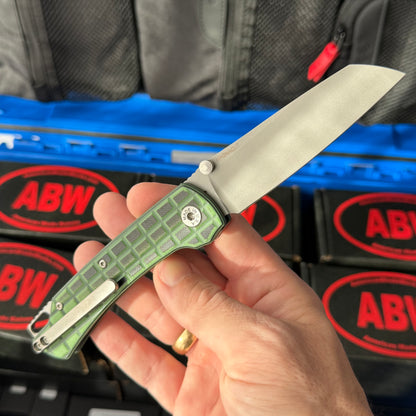 ABW Model 3 Manual Folding Knife - Frag-Milled G10, 3.3" MagnaCut, Button Liner Lock - Made in USA (ABW-M3-G10-FRAG)