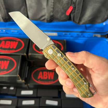 ABW Model 3 Manual Folding Knife - Frag-Milled G10, 3.3" MagnaCut, Button Liner Lock - Made in USA (ABW-M3-G10-FRAG)