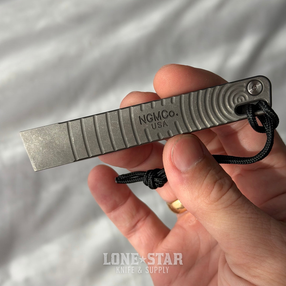 NGMCo. Middleman Not Thirsty 4.25" Titanium Prybar - 6Al4V, Circle Machining, Hidden Lanyard Hole, Bottle Opener Delete - Made in USA (NGMCO-MIDDLEMAN-CIRCLES-NT)