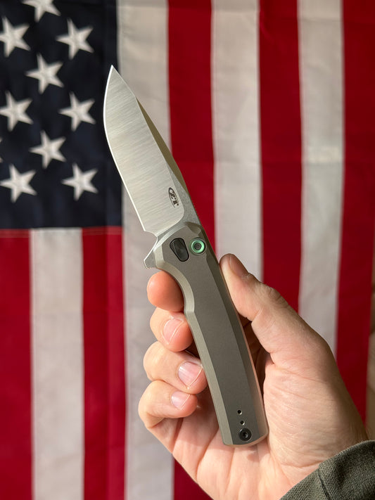 ZT0044 Button Lock Knife Titanium (3.25" Satin) ZT