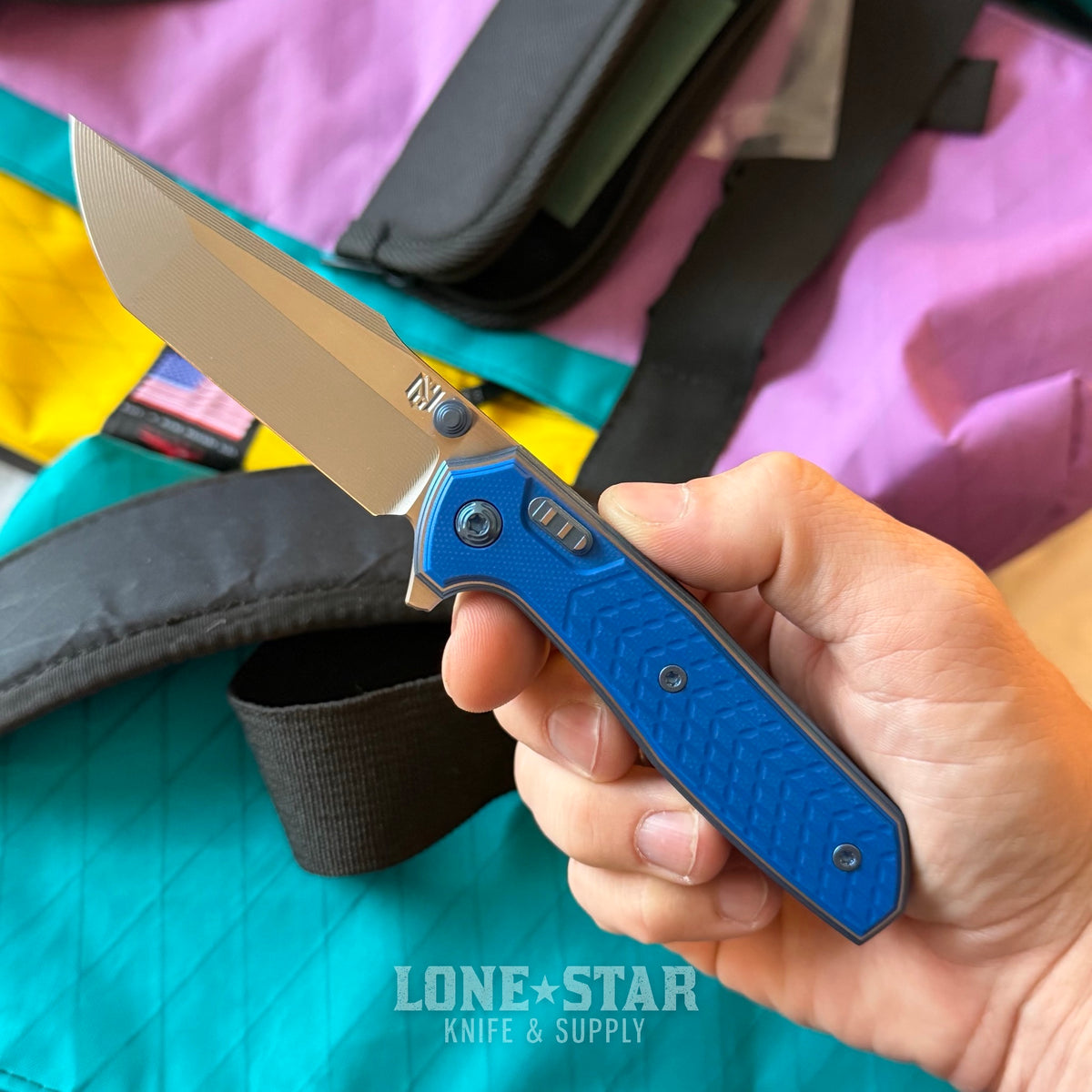 NCC Ragnarok Hawk V7 - 3.3" CTS-XHP Blade, Hawk Lock, Blue G10 Overlay - Made in USA (RAGNAROK-HAWK-V7-BLUEG10)