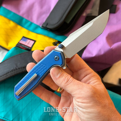 NCC Ragnarok Hawk V7 - 3.3" CTS-XHP Blade, Hawk Lock, Blue G10 Overlay - Made in USA (RAGNAROK-HAWK-V7-BLUEG10)