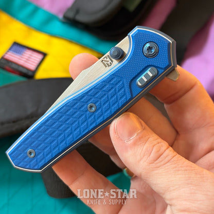 NCC Ragnarok Hawk V7 - 3.3" CTS-XHP Blade, Hawk Lock, Blue G10 Overlay - Made in USA (RAGNAROK-HAWK-V7-BLUEG10)
