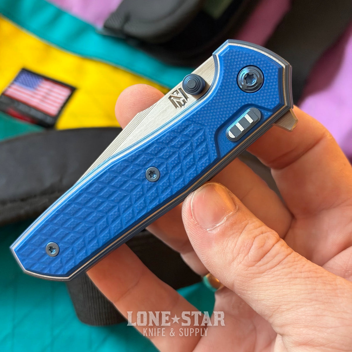 NCC Ragnarok Hawk V7 - 3.3" CTS-XHP Blade, Hawk Lock, Blue G10 Overlay - Made in USA (RAGNAROK-HAWK-V7-BLUEG10)