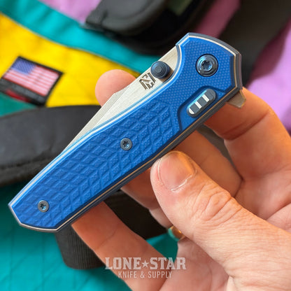 NCC Ragnarok Hawk V7 - 3.3" CTS-XHP Blade, Hawk Lock, Blue G10 Overlay - Made in USA (RAGNAROK-HAWK-V7-BLUEG10)