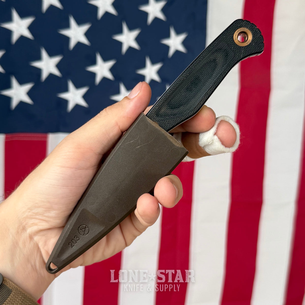 The Back Door: Benchmade Dacian Fixed Blade - CPM MagnaCut Spear Point, Custom Badger Claw Outfitters Sheath - Made in USA (Trade In)