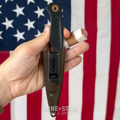 The Back Door: Benchmade Dacian Fixed Blade - CPM MagnaCut Spear Point, Custom Badger Claw Outfitters Sheath - Made in USA (Trade In)