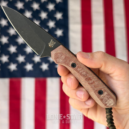 The Back Door: Lynch Blades Sparrow Seven - 3.25" CPM-154 Service Black, Brown XXX Micarta, Used - Made in USA